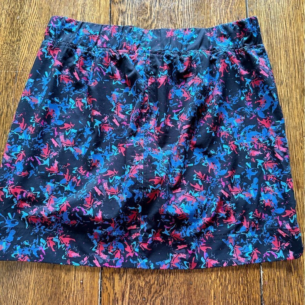 J Jill Fit pull on drawstring skort w/pockets black multi color size 5P
